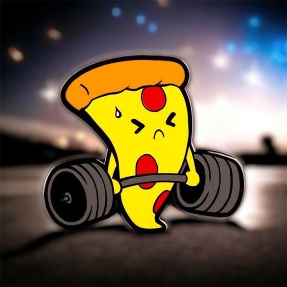 Pizza Deadlift Exercise Enamel Pin - Picture 1 of 3